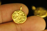 KG-613 24K gold vermeil thai karen hill silver 1 heart print round charm
