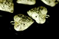 KG-622 Thai karen hill tribe silver 2 gold vermeil dot fancy heart puffy charm