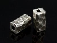 KK-035 Thai karen hill tribe handmade silver 5 hammered square tube bead