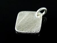 7KH-035 Thai karen hill tribe handmade silver 2 brush square disc charm