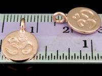 KZ-168 24K rose gold vermeil thai karen hill tribe handmade silver 2 small om symbol disc charm 