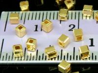 KG-185 24K gold vermeil 20 thai karen hill tribes handmade silver mini cubic bead