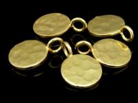 KG-374 24K gold vermeil Karen hill tribe handmade silver 2 hammered round disc charm (double face)