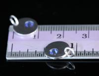 8KH-122 thai karen hill tribe silver 1 round disc charm open jump ring with swarovski crystal birthstone(Sep:Sapphire)