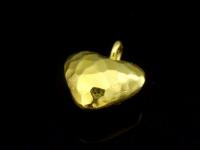 KG-450 24K gold vermeil Karen hill tribe handmade silver 2 hammer puffy heart shape charm
