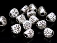 KE-003 Thai karen hill tribe handmade silver 10 sun print three faces bead