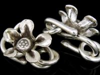KA-057 Thai karen hill tribe handmade silver 2 wild flower clasp