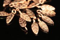KZ-076 Thai Karen Hill Handmade Tribe Silver 6 rose gold vermeil Small Leaf Charm
