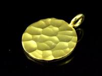 KG-262 24K gold vermeil Karen hill tribe handmade silver 2 hammered round disc charm (double face)