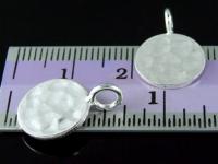 3KH-086 Thai karen hill tribe handmade silver 4 hammered round disc charm