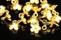 KG-087 thai karen hill tribe handmade silver 6 gold vermeil mini flower charm