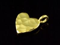 KG-114 24K gold vermeil Karen hill tribe handmade silver 3 hammered heart shape charm