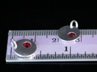 8KH-114thai karen hill tribe silver 1 round disc charm open jump ring with swarovski crystal birthstone(Jan:Siam ruby)