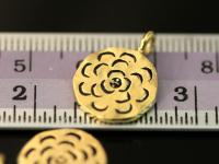 KG-020 24K gold vermeil 1 thai karen hill tribes handmade silver Tracery flower disc charm