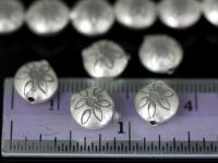 KT-005 thai karen hill tribe silver 4 flower print round puffy bead