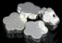 KV-012 Thai karen hill tribe handmade silver 1 hammered cylinder flower shaped bead