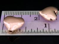 KZ-162 24K rose gold vermeil thai karen hill tribe handmade silver 2 smooth puffed heart shape bead