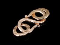 KZ-022 24K rose gold vermeil thai karen hill tribe handmade silver 1 huge hammered flat wire S. clasp 