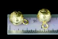 KG-624 Thai karen hill tribe silver 2 gold vermeil fancy round ball bell charm