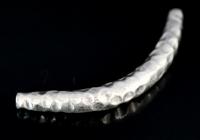 KS-003 thai karen hill tribe silver 2 hammered curved tube bead
