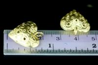 KG-622 Thai karen hill tribe silver 2 gold vermeil dot fancy heart puffy charm