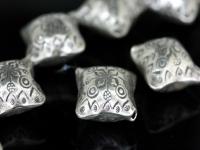 KV-017 thai karen hill tribe silver 1 fancy print square puffy bead