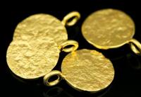 KG-551 Thai karen hill tribe silver 4 gold vermeil medium rough stone texture charm