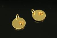 KG-589 thai karen hill tribe silver 1 gold vermeil round disc charm open jump ring with swarovski crystal birthstone(Nov:Topaz)