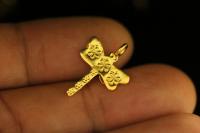 KG-607 24K gold vermeil 4 thai karen hill tribes handmade silver flower print dragonfly charm