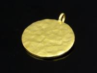 KG-353 24K gold vermeil thai karen hill tribe handmade silver 1 both side hammered round disc charm