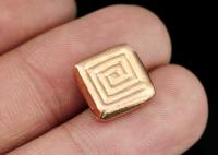 KZ-227 Thai karen hill tribe handmade silver 2 rose gold vermeil line printed square bead