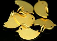 KG-547 Thai karen hill tribe silver 4 gold vrmeil medium die cut bird shape charm