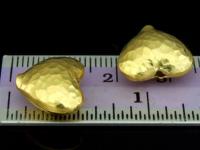 KG-397 24K gold vermeil Karen hill tribe handmade silver 2 hammered puffed heart shape bead