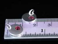8KH-120 thai karen hill tribe silver 1 round disc charm open jump ring with swarovski crystal birthstone(Jul:Ruby)