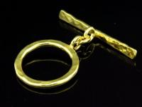 KG-309 24K gold vermeil 2 thai karen hill tribes handmade silver hammered round toggle