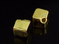 KG-062 24K gold vermeil 4 thai karen hill tribes handmade silver plain cube beads