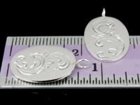 3KH-080 Thai karen hill tribes handmade silver 2 thai style engrved oval disc charm