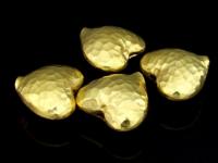 KG-397 24K gold vermeil Karen hill tribe handmade silver 2 hammered puffed heart shape bead