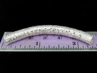 KS-010 Thai karen hill tribe handmade silver 1 scratch hammered curved tube bead 