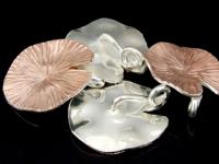 KZ-103 24K rose gold vermeil thai karen hill tribe handmade silver 1 lotus lecf charm