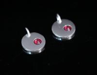 8KH-120 thai karen hill tribe silver 1 round disc charm open jump ring with swarovski crystal birthstone(Jul:Ruby)