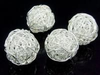 KW-003 Thai karen hill tribe handmade silver 1 medium wire ball bead