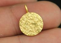 KG-551 Thai karen hill tribe silver 4 gold vermeil medium rough stone texture charm