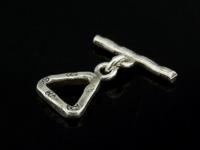 KR-011 Thai karen hill tribe handmade silver 3 daisy print triangle toggle