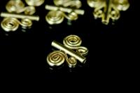 KG-631 Thai karen hill tribe silver 4 gold vermeil spiral bead