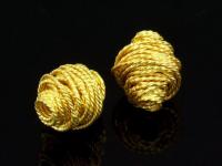 KG-385 24k gold vermeil 2 thai karen hill tribes handmade silver twist wire wrap bicone bead