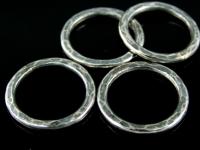 8KH-001 Thai karen hill tribe handmade silver 3 black&white hammered round hoop