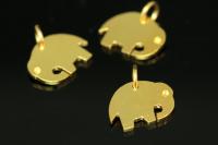 KG-574 thai karen hill tribe handemade silver white 6 gold vermeil plain diecut small elephant shape charm