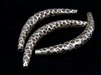 KS-002 Thai karen hill tribe handmade silver 1 hammered curved tube bead 