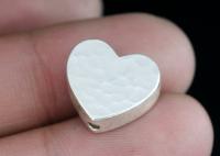 KV-054 Thai karen hill tribe handmade silver 2 hammered cylinder heart shaped bead
